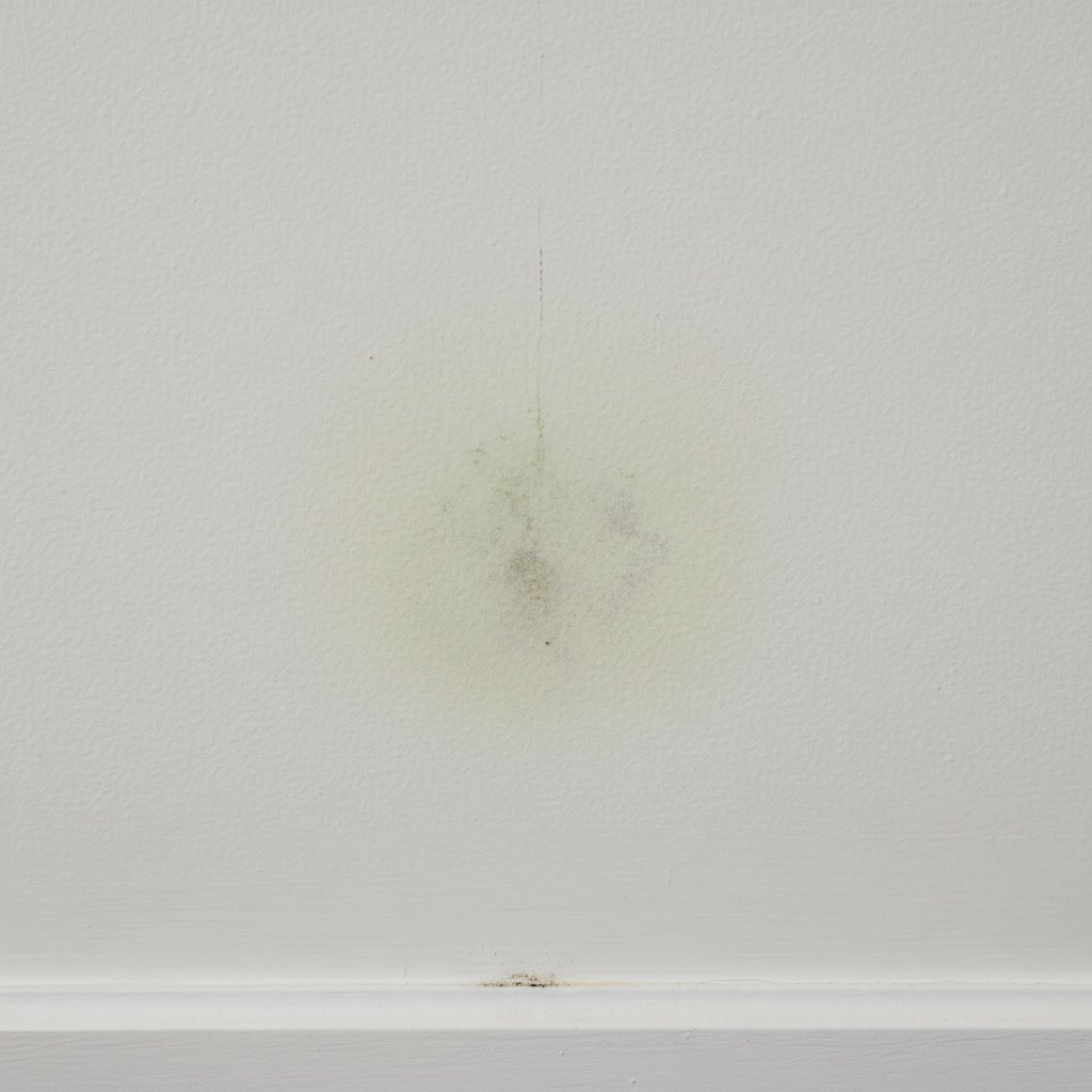 Water stains and discoloration on ceiling indicating hidden moisture damage