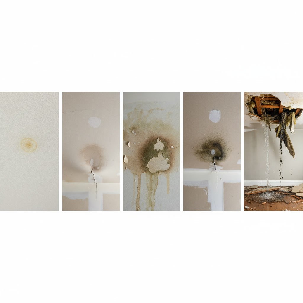 Bubbling paint and texture damage on wall from concealed water leak