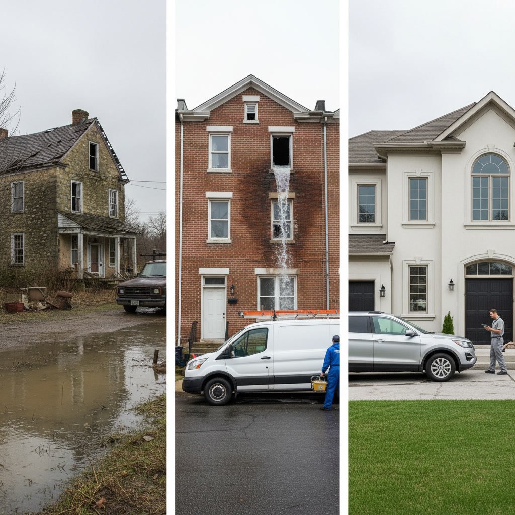 Restored Philadelphia home interior after water damage repair completion
