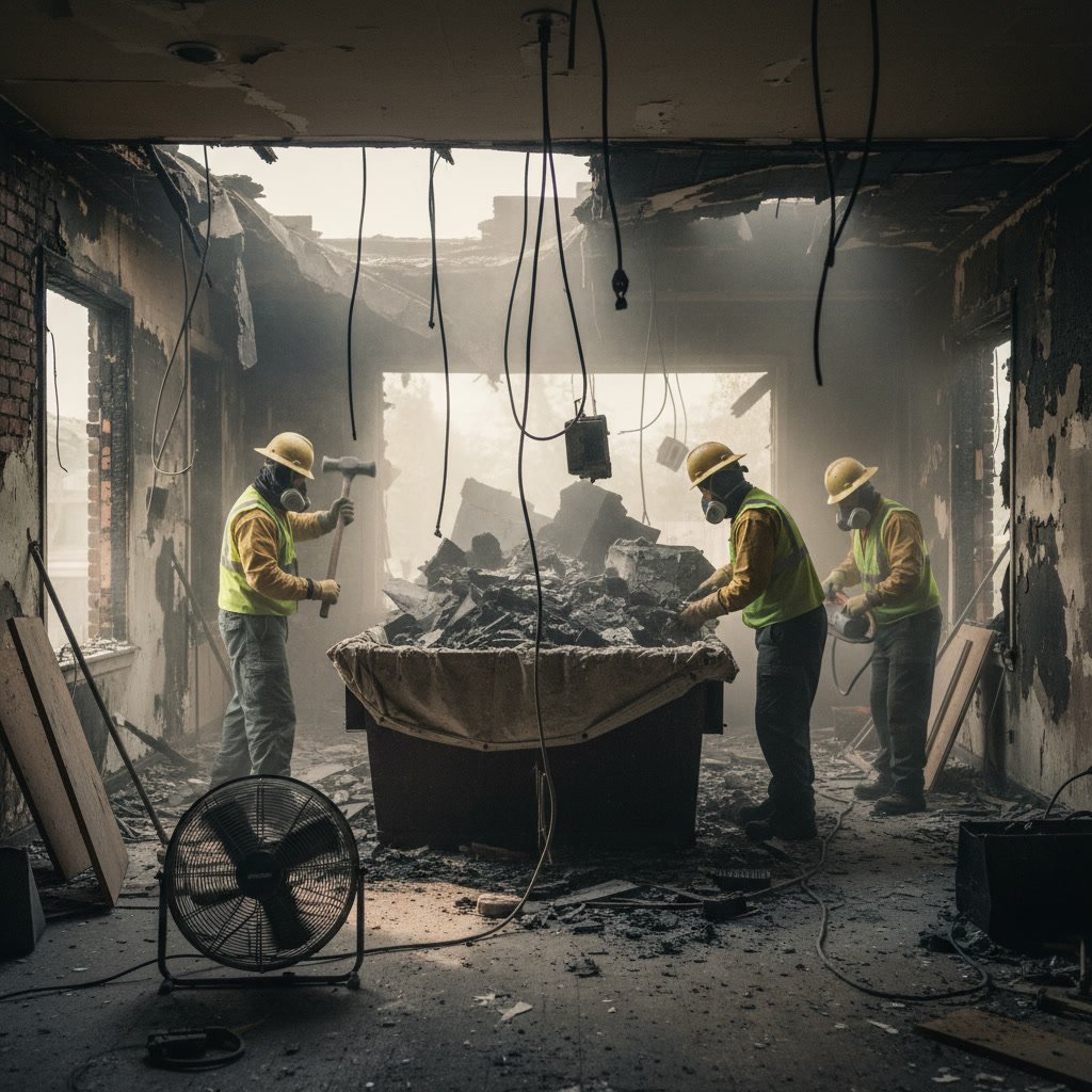 Fire damage reconstruction and rebuilding process